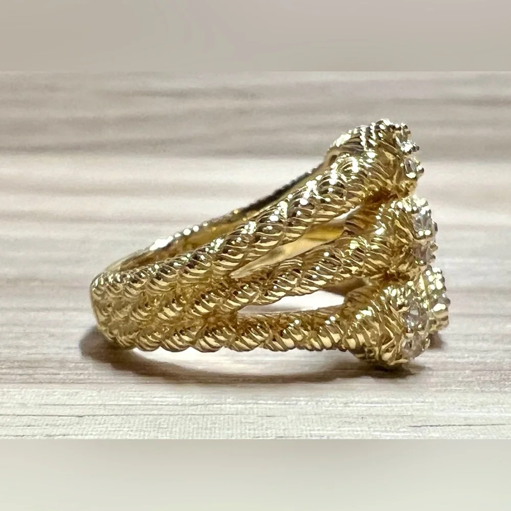 Judith Ripka Sterling Silver & 14K Gold Clad Diamonique Hearts Ring, Size 7, 9g - Picture 5 of 11